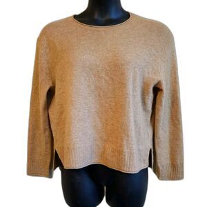 Rachel Zoe Sweater Womens Large Beige Camel Tan Crew Neck Cashmere